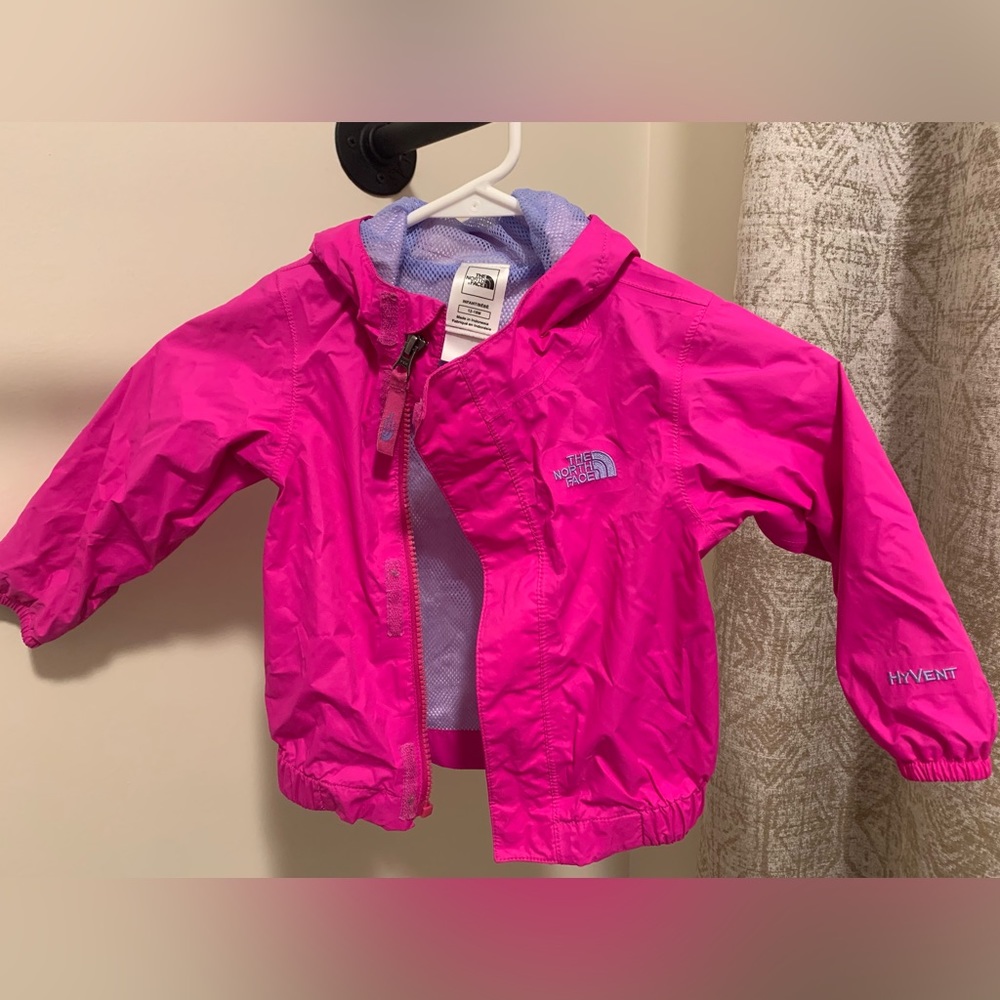 Pink spring jacket rain coat North Face 12-18 months